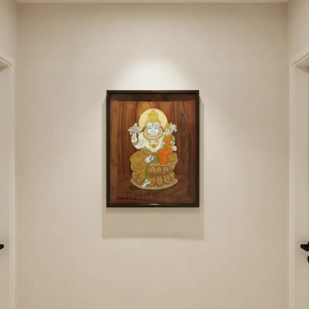 Rosewood Inlay of Lord Lakshmi Narasimha Swamy – Handcrafted Devotional Art Inlay Art