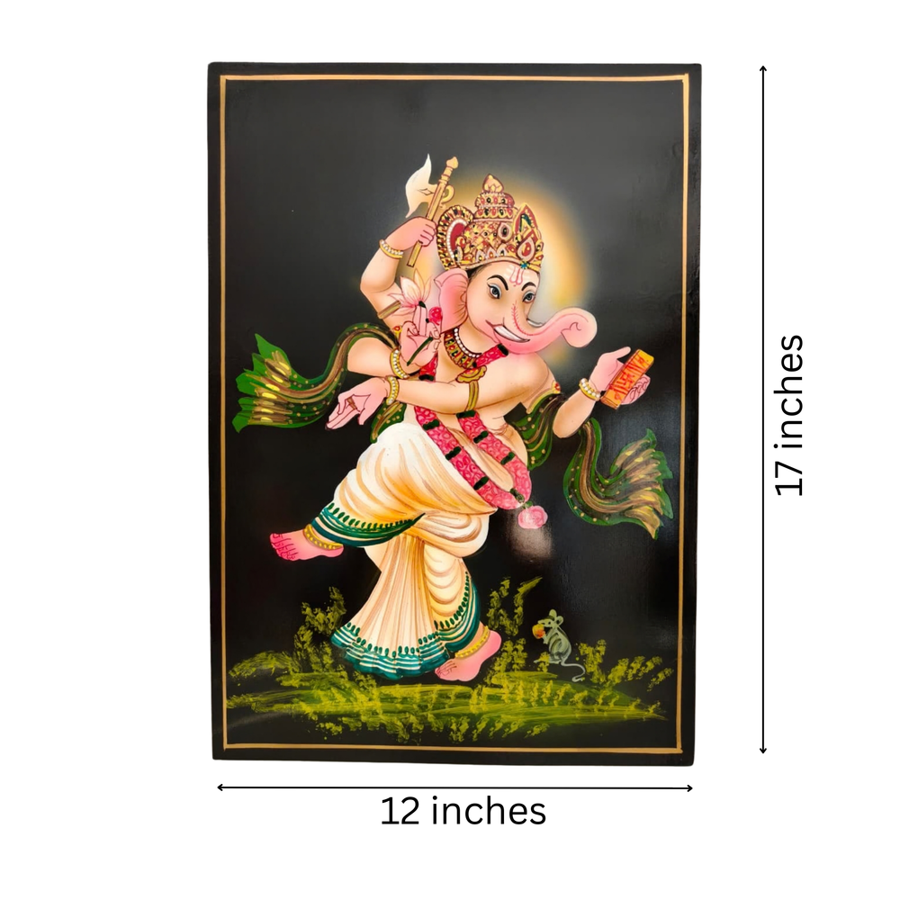 Classical Dancing Ganesha traditional Nirmal painting