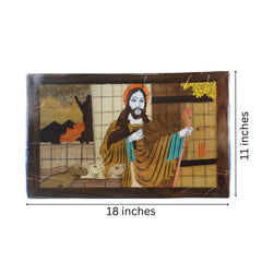 Handcrafted Rosewood Inlay Jesus Frame – Elegant Christian Wall Art Arun
