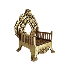Brass Miniature Throne – Handcrafted Traditional Indian Simhasana for Idols
