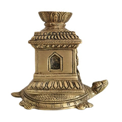Ornate Brass Tortoise Agarbatti Stand (Kurma) with Deity Figures Brass Ware