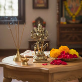 Powerful Brass Kala Bhairava Idol with Dog - Protector Deity Sculpture Brass Ware