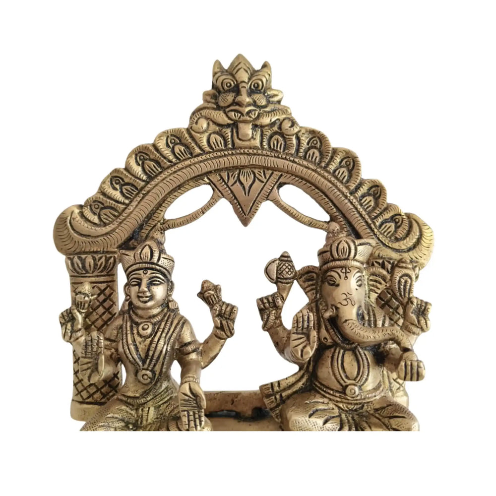 Brass Lakshmi and Ganesha Idol under Archway | Prabhavali Brass Ware