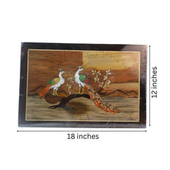 Rosewood Inlay Artwork – Graceful Peacock Motif Handmade Frame Arun