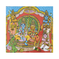 Hand-Painted Rama & Sita Cheriyal Painting – Traditional Telangana Folk Art Wall Decor Cheriyala Painting