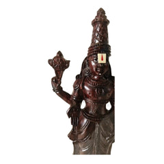 Divine Lord Venkateswara Idol Encased in Glass - Rosewood Wooden Sculpture