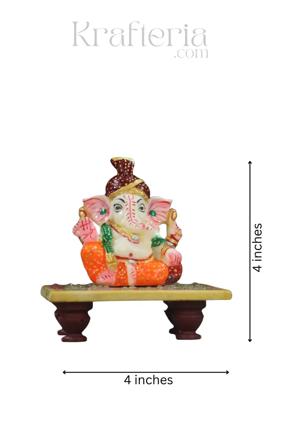 Divine Marble Ganesha Murti Seated Gracefully on Pooja Chowki Marble Soft Stone