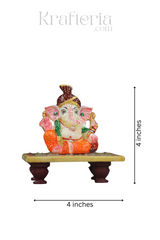 Divine Marble Ganesha Murti Seated Gracefully on Pooja Chowki
