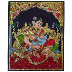 Thanjavur Style Yashoda & Little Krishna Painting – Classic Indian Decor