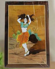 Lady with Firewood Scene – Exquisite Rosewood Inlay Wall Décor Arun