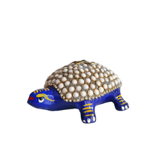 Metal Tortoise with Stone Meenakari | Decorative Feng Shui Figurine