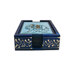 Hand-Painted Wooden Tea Coasters | Set of Decorative Drink Mats