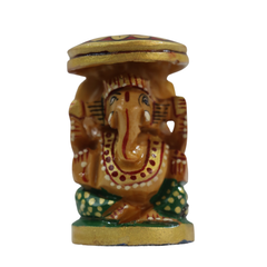 Wooden Ganesh Statue – Beautiful Hand-Painted Religious Art