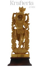 Beautiful Krishna Wood Sculpture – Perfect for Temple or Home