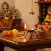 Elegant Brass Diya Stand Leaf-Foot Brass Ware