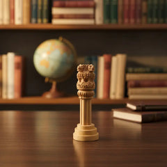 Handmade Wooden Ashoka Pillar – National Emblem Decorative Piece maruthi handicrafts