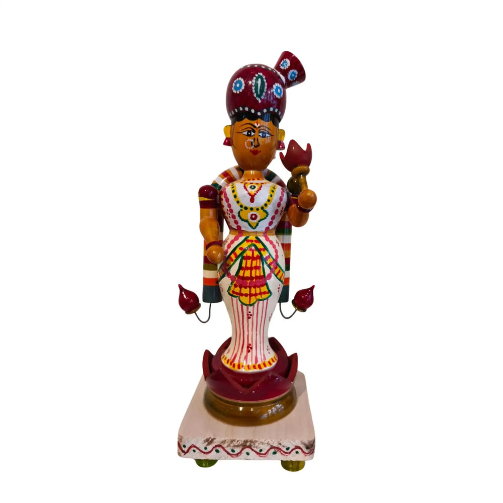 Handcrafted Etikoppaka Lakshmi Idol – Goddess of Wealth in Padmasana Etikoppaka Lacquerware