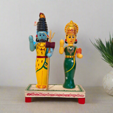 Handcrafted Wooden Statue - The Divine Couple Shiva-Parvati