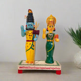 Handcrafted Wooden Statue - The Divine Couple Shiva-Parvati Etikoppaka Lacquerware