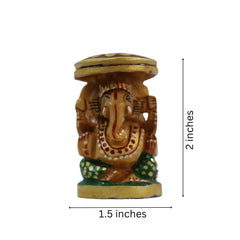 Wooden Ganesh Statue – Beautiful Hand-Painted Religious Art Wooden Idols