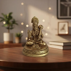 Brass Lord Hanuman Idol with Gada – Symbol of Devotion, Strength, and Protection Brass Ware