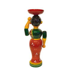 Harmony in Lacquer - Traditional Indian Serving Figure