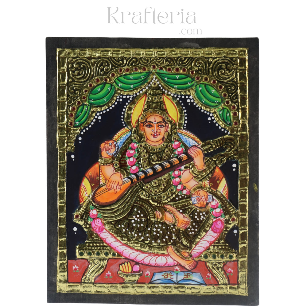Saraswathi Devi – Goddess of Wisdom in Thanjavur Art Paintings