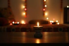 Black Marble Diya with Stand – Oil Lamp for Pooja & Home Décor Marble Soft Stone