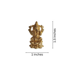 Small Golden Brass Sitting Lord Ganesha Idol - Prosperity Murti Brass Ware