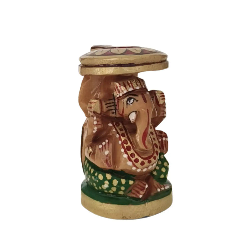 Wooden Ganesh Statue – Beautiful Hand-Painted Religious Art Wooden Idols