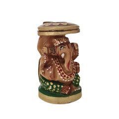 Wooden Ganesh Statue – Beautiful Hand-Painted Religious Art Wooden Idols