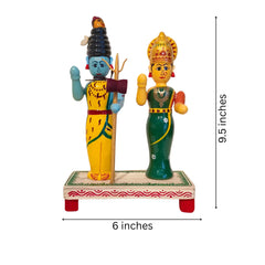 Handcrafted Wooden Statue - The Divine Couple Shiva-Parvati