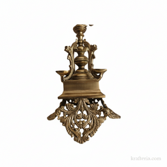 Brass Peacock Pedestal Diya – 4 Wick Traditional Standing Oil Lamp Brass Artwork