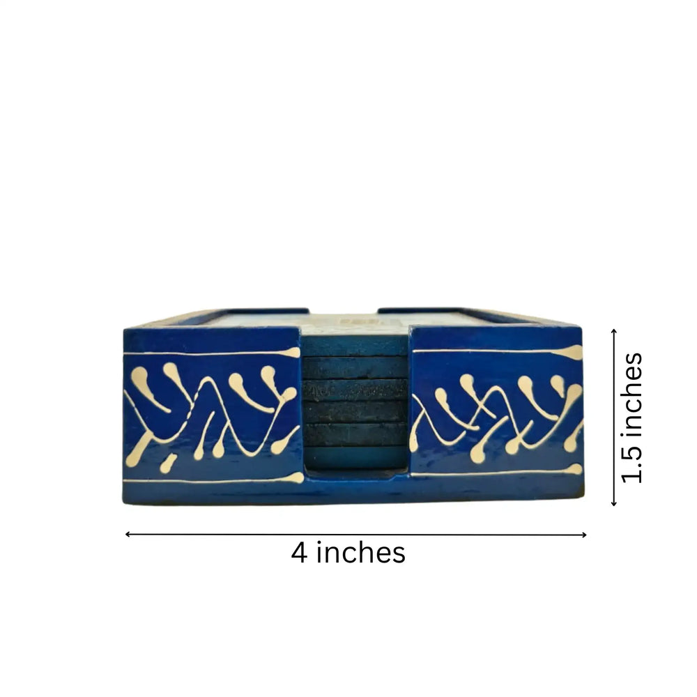 Hand-Painted Wooden Tea Coasters | Set of Decorative Drink Mats maruthi handicrafts