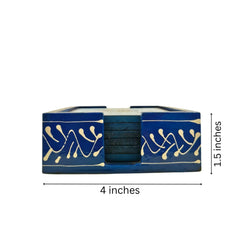 Hand-Painted Wooden Tea Coasters | Set of Decorative Drink Mats maruthi handicrafts