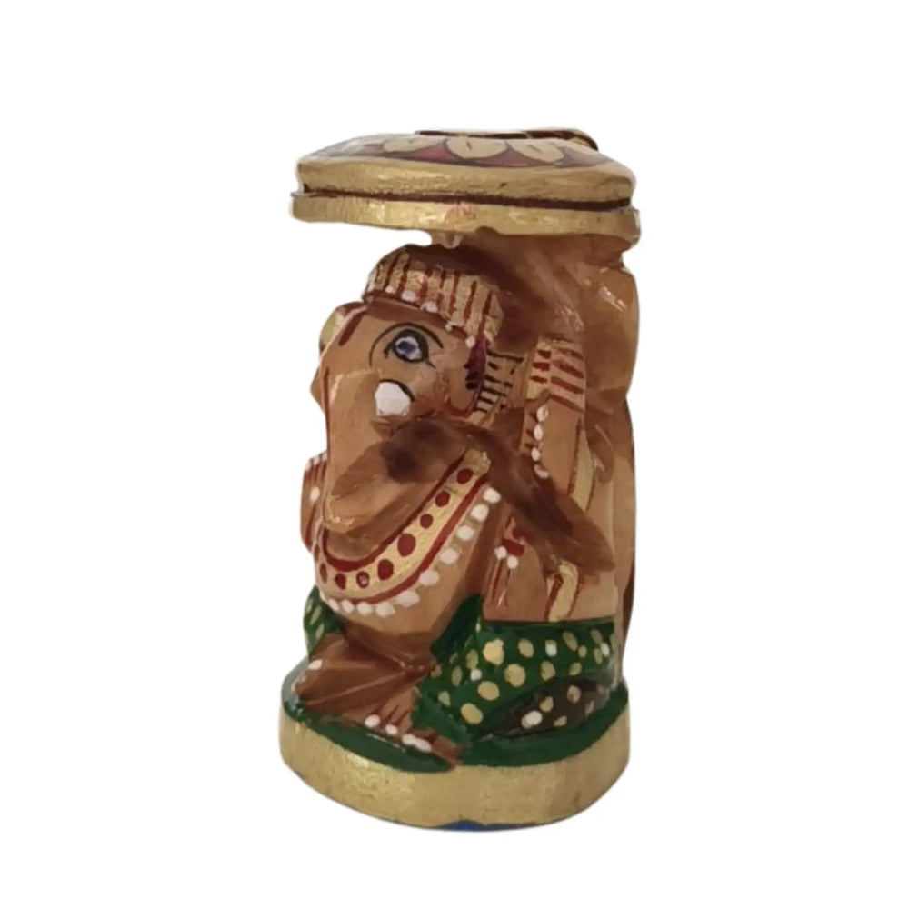 Wooden Ganesh Statue – Beautiful Hand-Painted Religious Art Wooden Idols