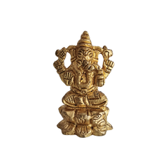 Small Golden Brass Sitting Lord Ganesha Idol - Prosperity Murti