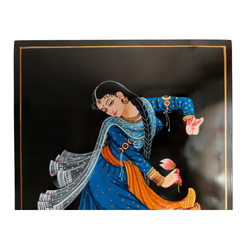 Graceful Dancer in Royal Blue - Nirmal Painting Paintings