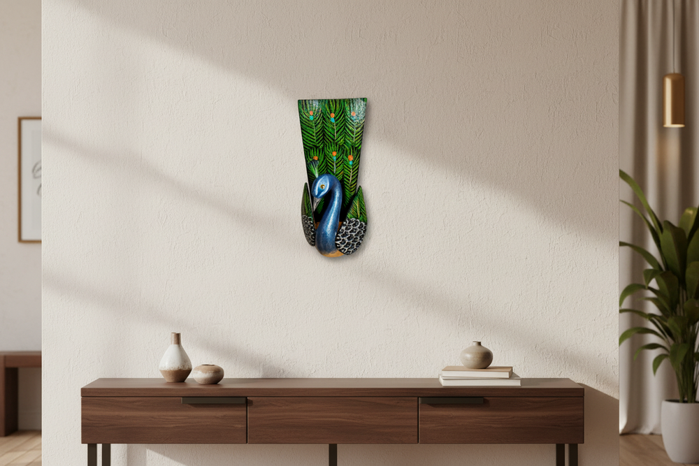 Nirmal Peacock Wall Décor with Accessory Holder Wooden Toy