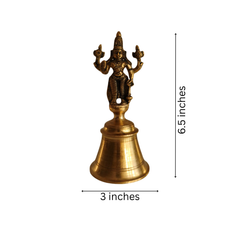 Small Brass Temple Bell with Lord Vishnu Handle