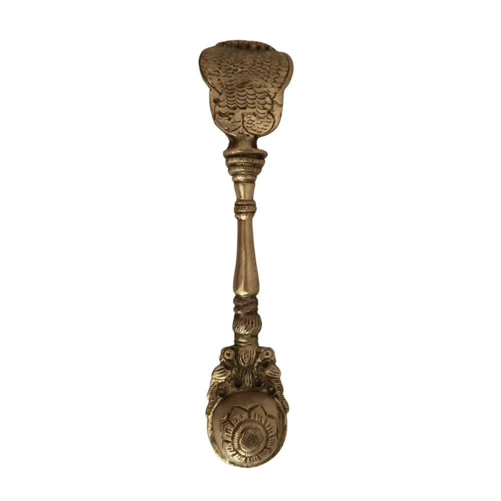 Brass Aarti Spoon Diya Lamp with Long Handle | Traditional Pooja Accessory Brass Ware