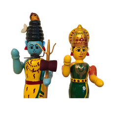 Handcrafted Wooden Statue - The Divine Couple Shiva-Parvati Etikoppaka Lacquerware