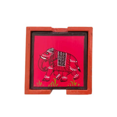 Hand-Painted Wooden Tea Coasters | Set of Decorative Drink Mats maruthi handicrafts