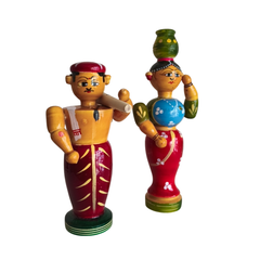 The Etikoppaka Village Couple - A Portrait of Rural Life in Lacquerware Etikoppaka Lacquerware