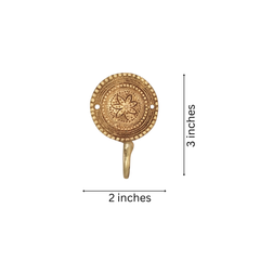 Ornate Brass Wall Hook with Floral Design - Decorative Coat & Key Hanger Brass Ware