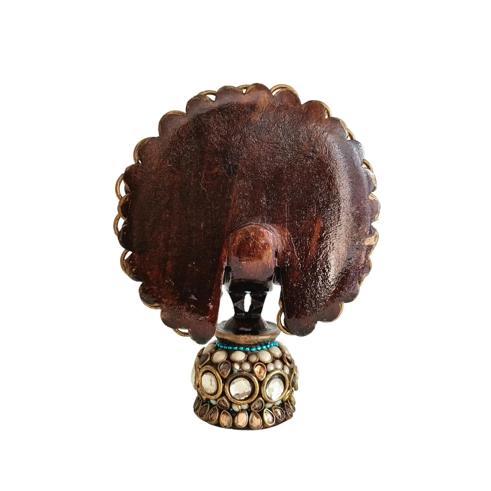 Traditional Indian Style Adorned Peacock Showpiece Idol Wooden Decorative
