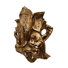 Handcrafted Ganpati Wall Hanging with Antique Gold Finish Brass Artwork
