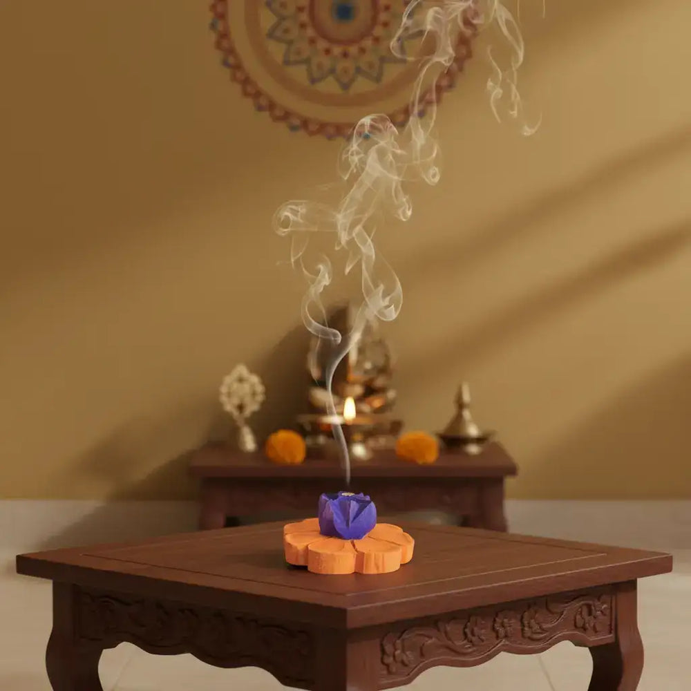 Hand-Painted Wooden Flower Agarbatti Stand – Elegant Incense Holder Accessories