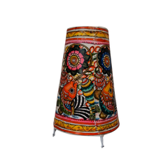 Decorative Leather Lampshade – Indian Folk Art with Fish & Floral Patterns | Bed Lamp