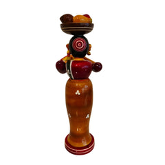Etikoppaka Wooden Standing Woman Musician with Head Load Etikoppaka Lacquerware